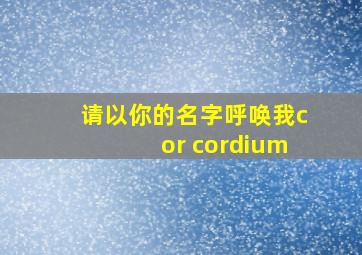 请以你的名字呼唤我cor cordium